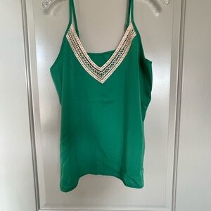 SHEIN Green Camisole with Champagne Lace Detail